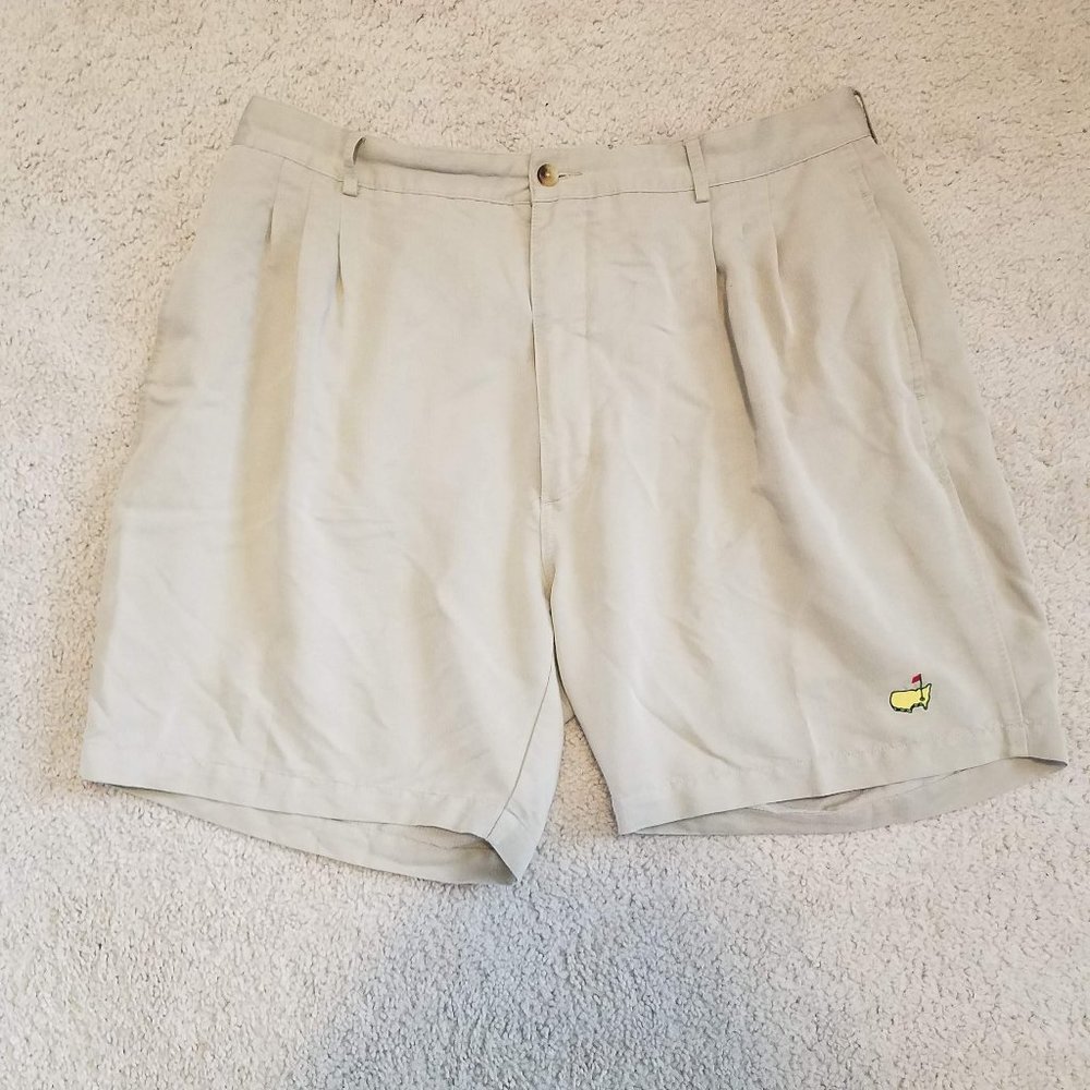 Men's Athletic Golf Shorts with Masters Logo - Khaki